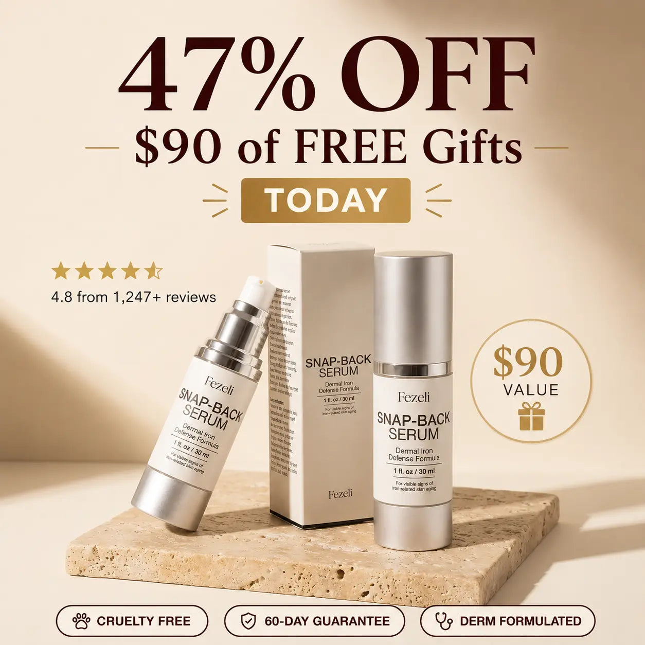 Snap-Back Serum — 47% off plus $90 in free gifts today