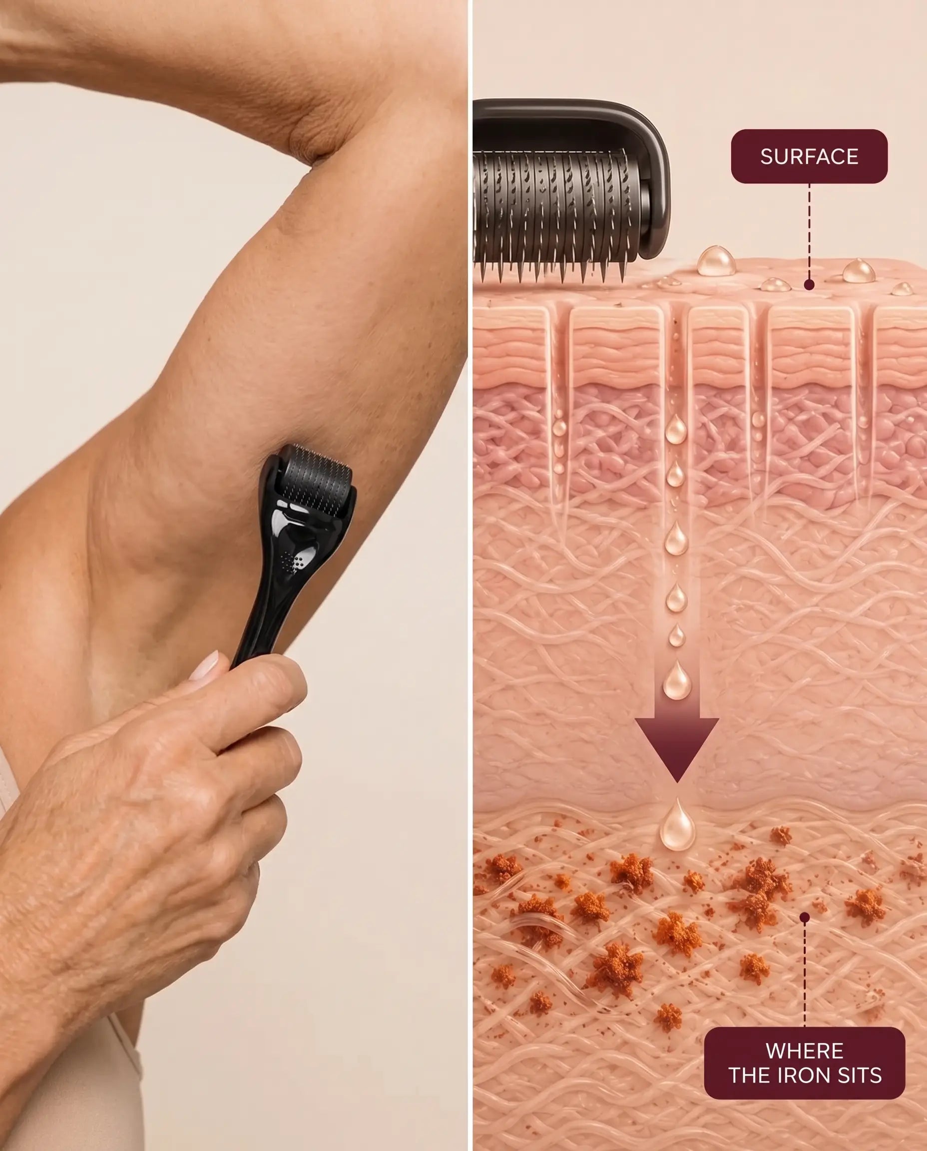 The micro-channel roller in use on the upper arm